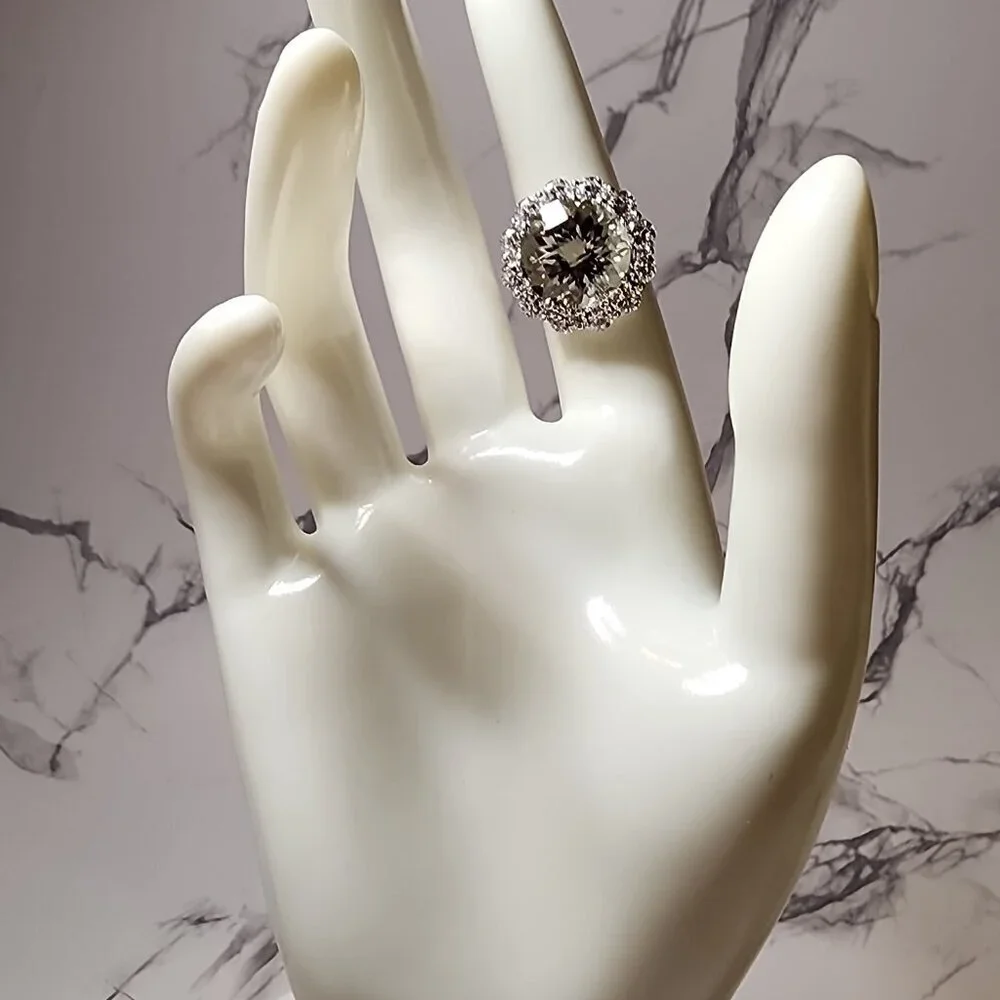 925 Silver light green stone Ring